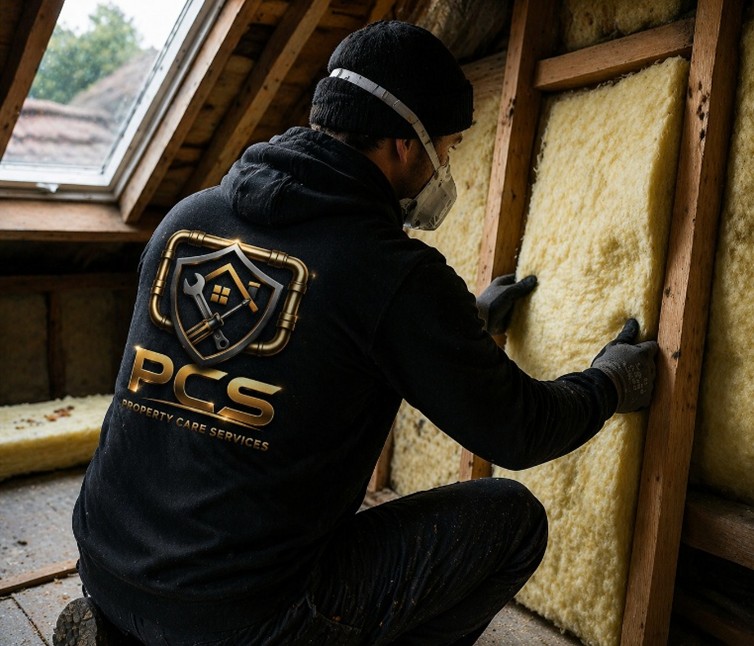 Tradesperson installing ceiling insulation in a Melbourne home